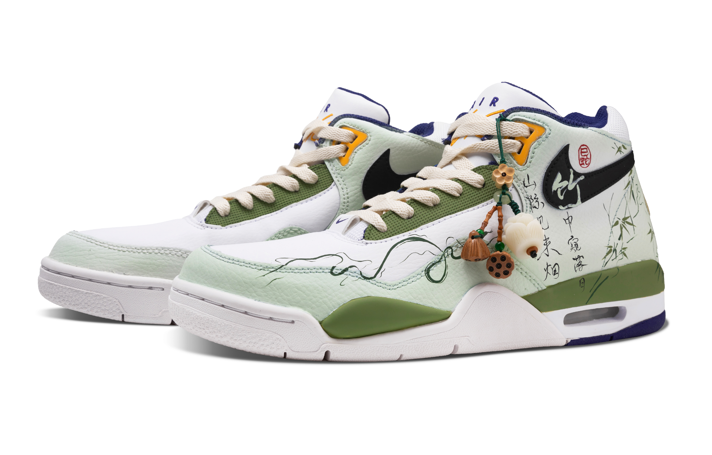 Nike Flight Legacy Bamboo Snake Green Shadow Cushioning Slip Resistant Abrasion Resistant Coverage Mid top