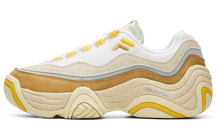 FILA FUSION Handle Synthetic Leather Low top Vintage Basketball Shoes Women’s White Yellow