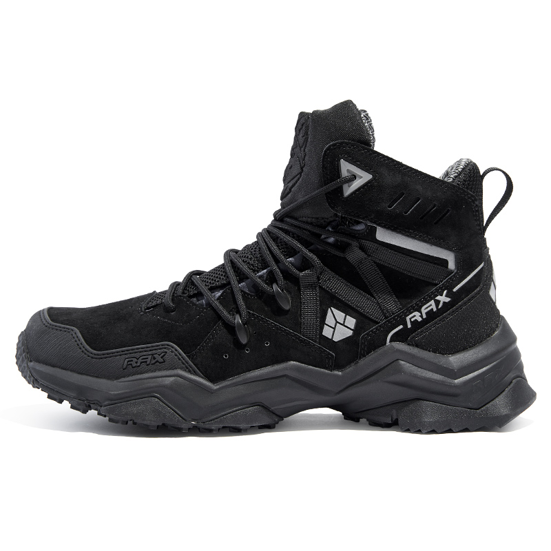 RAX Cushioning Slip Resistant Abrasion Resistant Waterproof High top Mountaineering Shoes Men’s Black