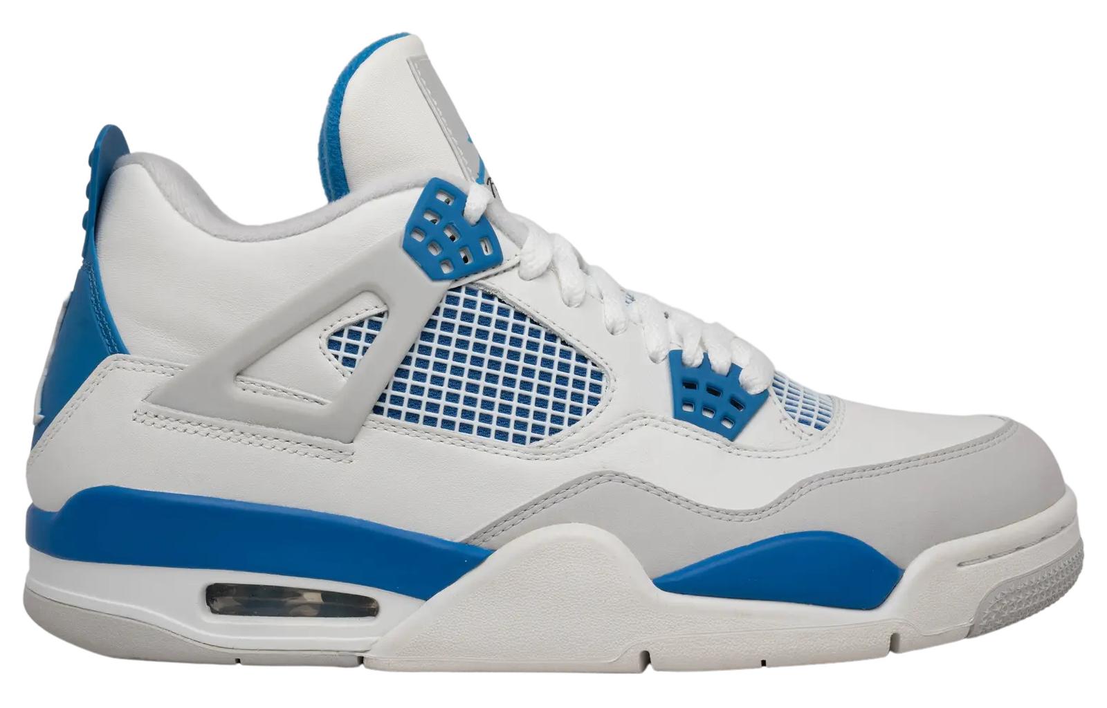 Мужские кроссовки Jordan Air Jordan 4 Retro Military Blue (бело-синие) — 白/军蓝/中性灰 — фото 2