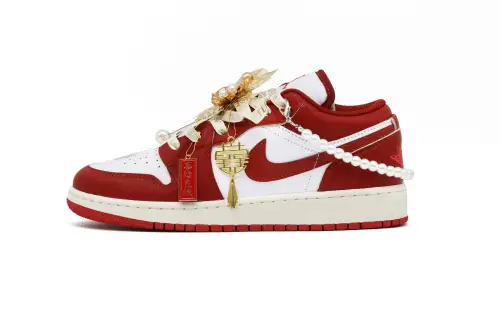Air jordan, trend universal festive red wear-resistant low retro basketball wedding shoes, custom-made, Chinese style