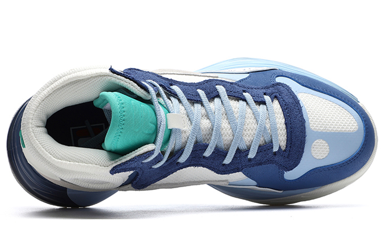 FILA FUSION FX 22 Textile, Synthetic Leather, Split Suede Mid top Vintage Basketball Shoes Women’s White Blue