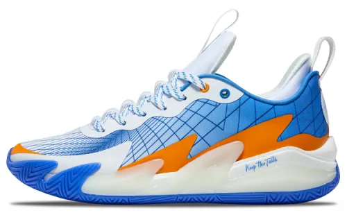 RIGORER Zhige 1.0, shock-absorbing and wear-resistant, low-top basketball shoes, same style for men and women, white, blue and orange