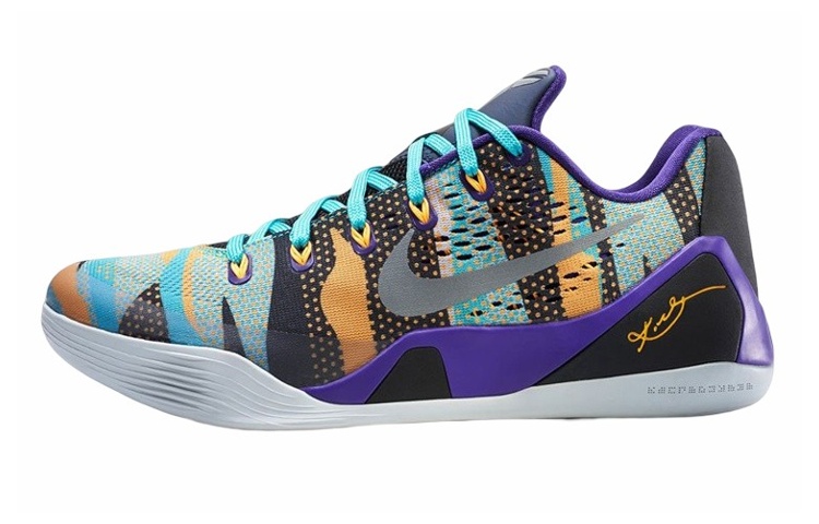 Nike Kobe 9 EM low Unleashed OG model round toe lace-up fabric non-slip lightweight low-top practical basketball shoes men's black color