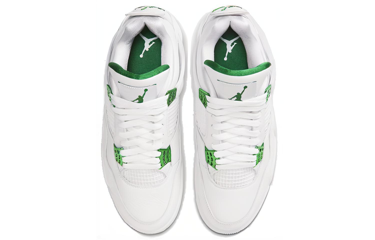 Унисекс кроссовки Jordan Air Jordan 4 retro "green metallic" (бело-зеленые) — фото 4