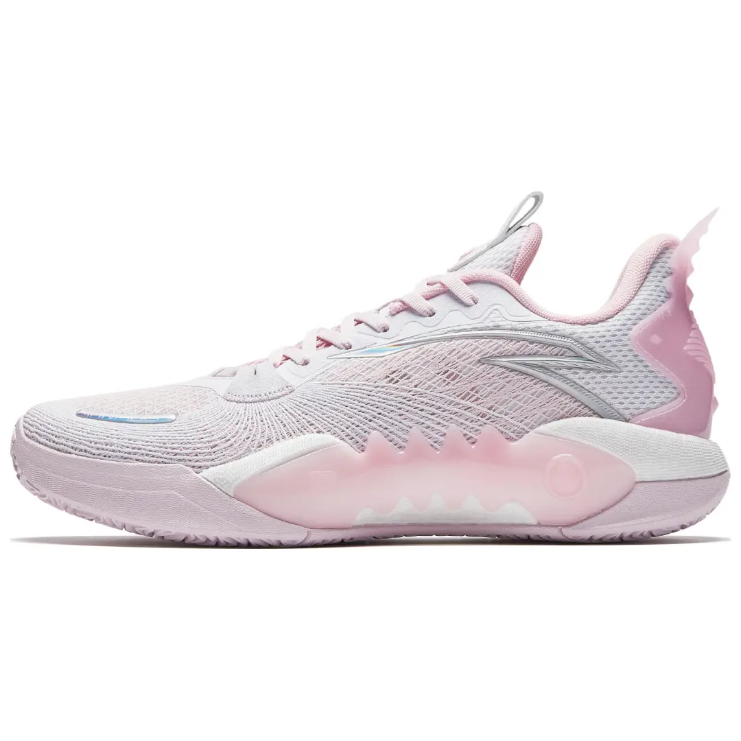 Anta Shock Wave 5 Team V2 Cushioning, Wear Resistant Low top Basketball Shoes Men's White Pink