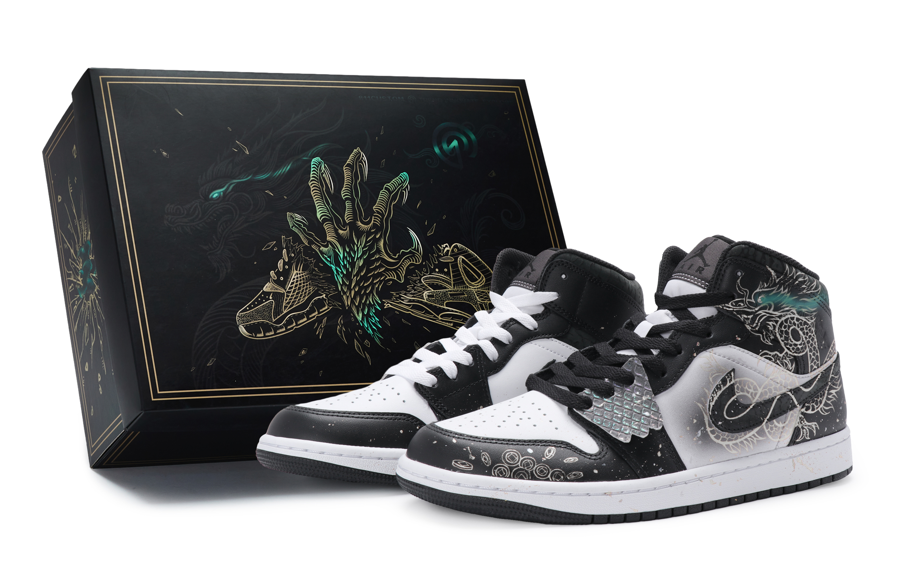 Jordan Air Jordan 1 811 Manufacturing, Silver Dragon Brings Prosperity, Special Shoe Box High top