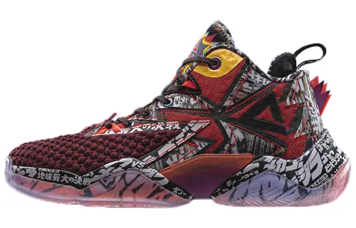Peak State Extreme Lightning 2020 Godzilla co-branded comfortable and versatile PU fabric synthetic leather shock-absorbing wear-resistant support rebound high-top basketball shoes men's red and black