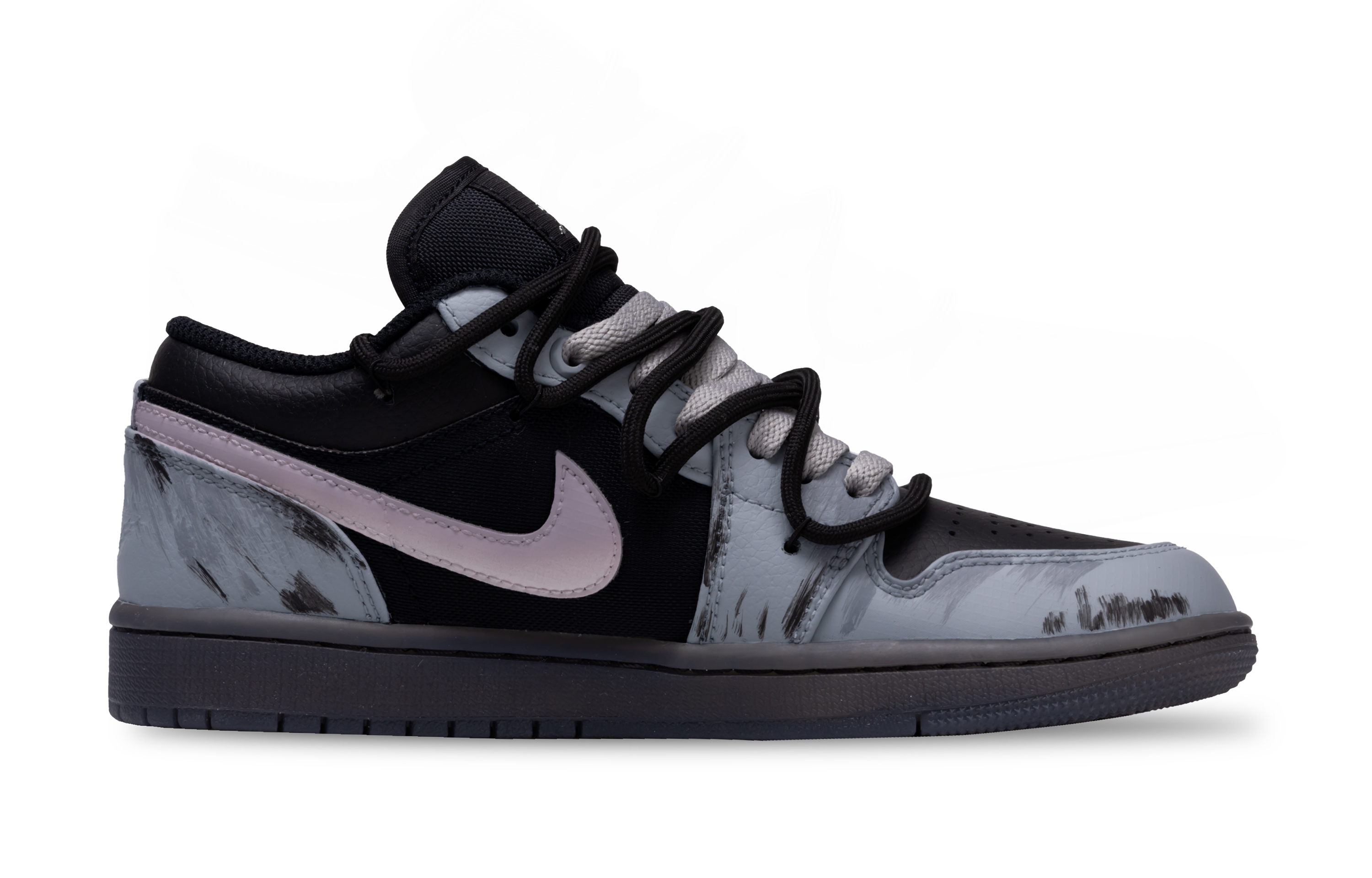 Jordan Air Jordan 1 Decaying Love Letter Abrasion Resistant Low top Vintage Basketball Shoes Unisex Gray Black
