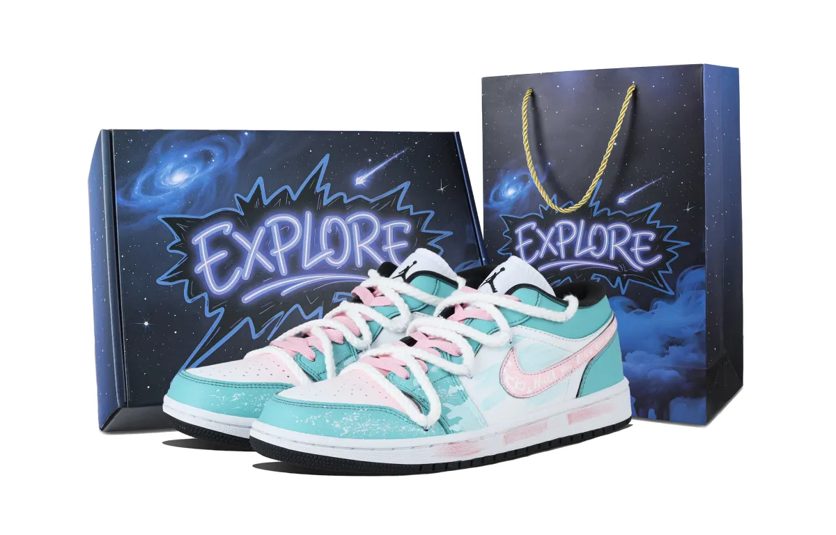Jordan Air Jordan 1 Wind Love Low top Vintage Basketball Shoes Unisex Pink Blue