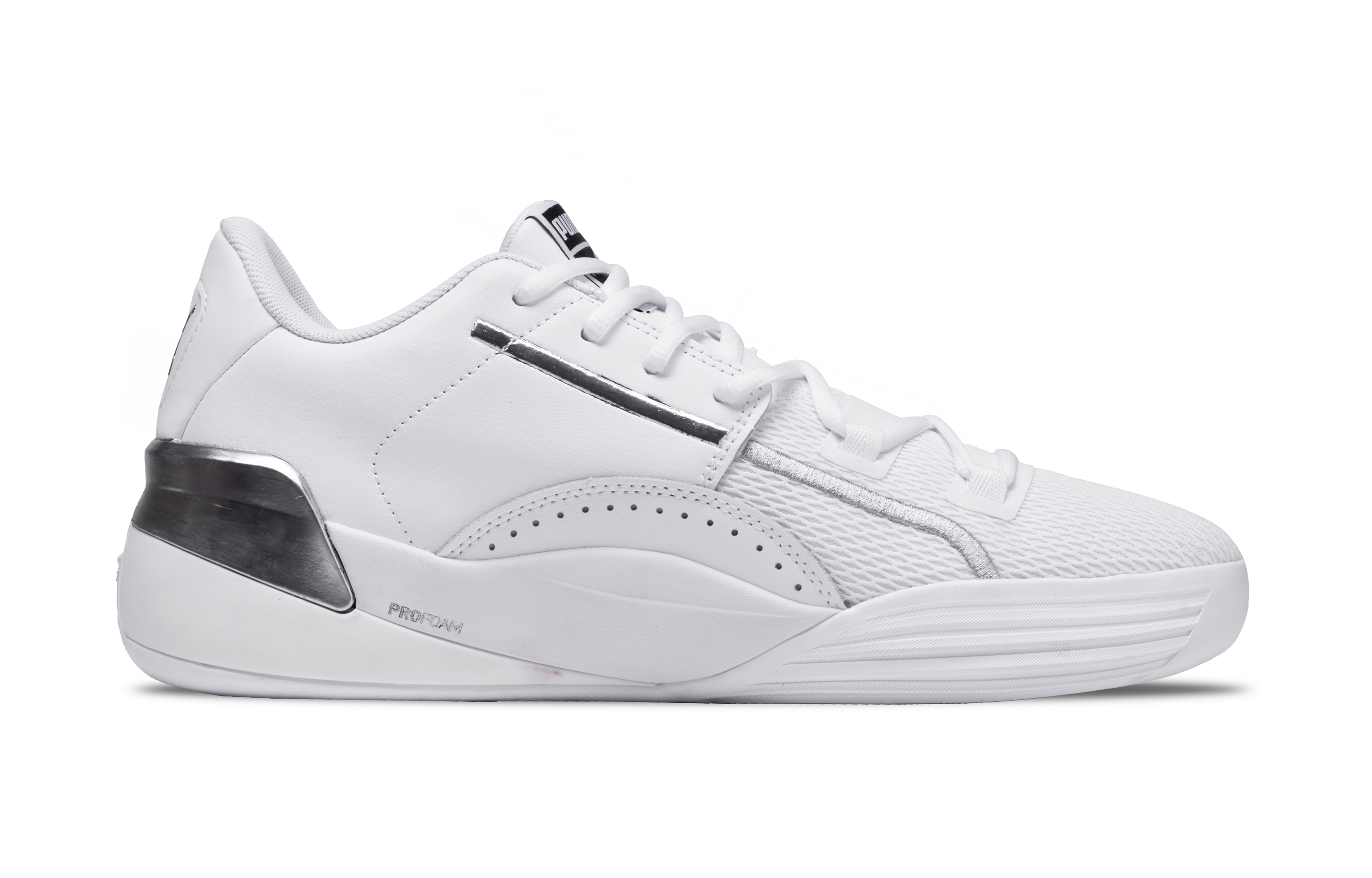 PUMA Clyde Hardwood Team Low top Basketball Shoes Unisex Silver White