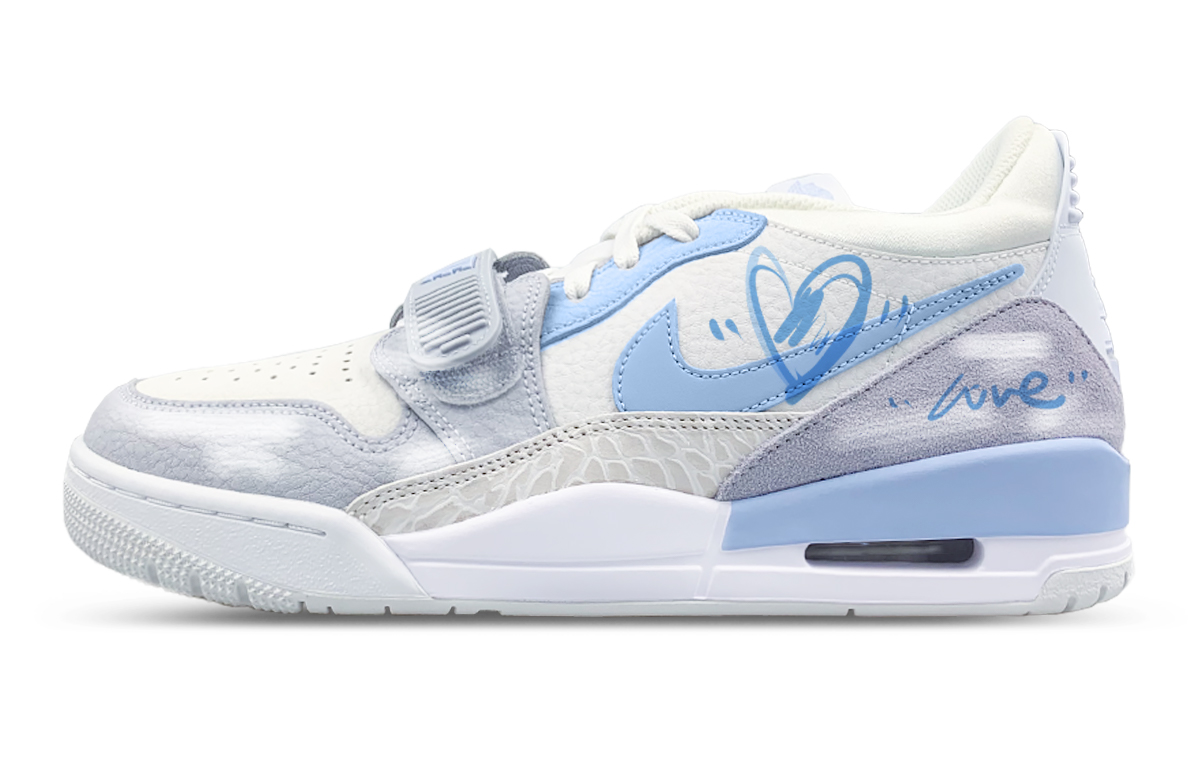 Jordan Legacy 312 Low top Vintage Basketball Shoes Unisex White Blue Gray