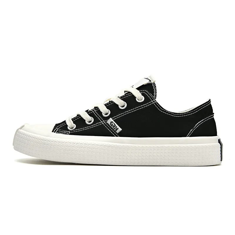 K bird Non slip Lightweight Low top Canvas Shoes Unisex Black