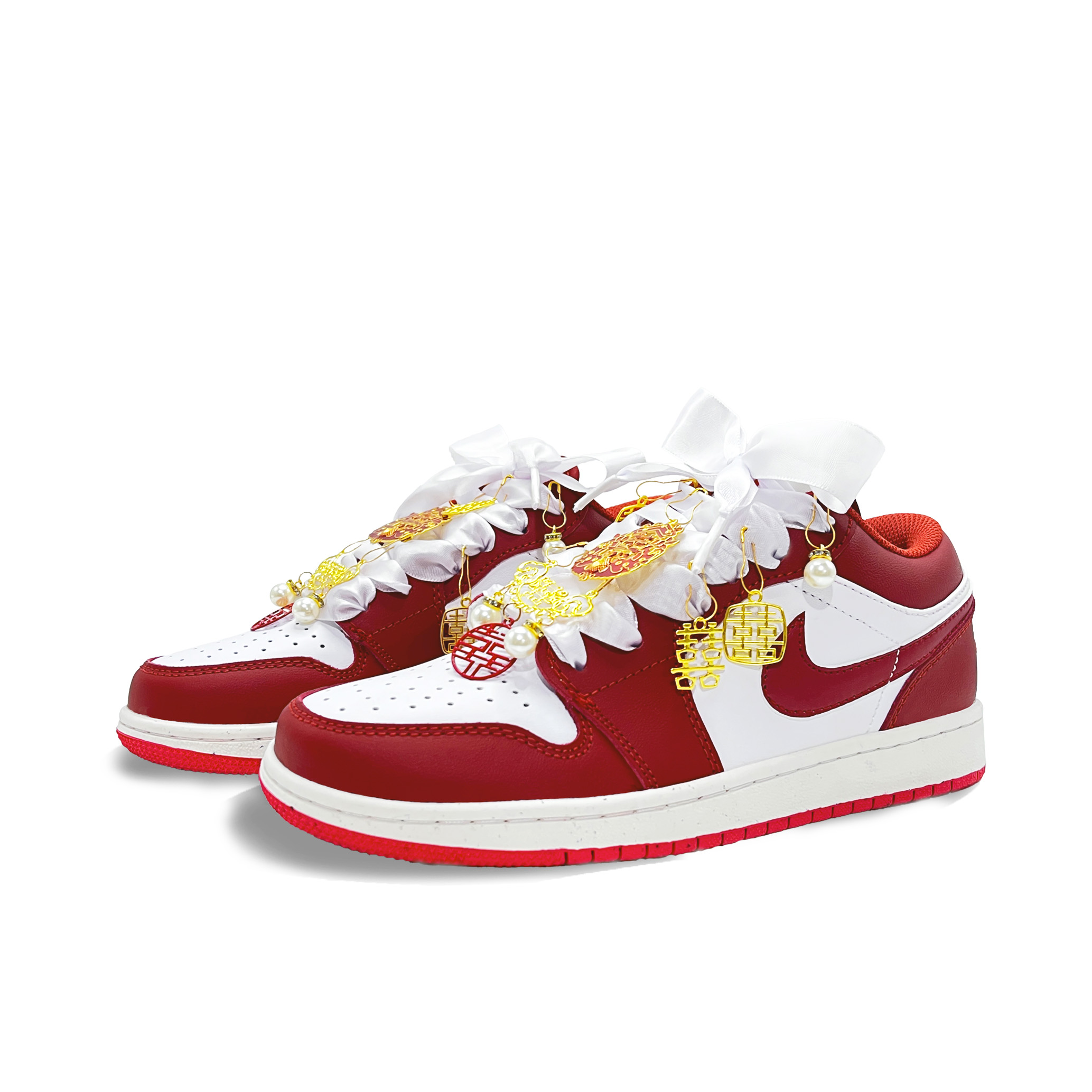Jordan Air Jordan 1 Vintage Basketball Shoes Unisex Low Top Red, White, Gold