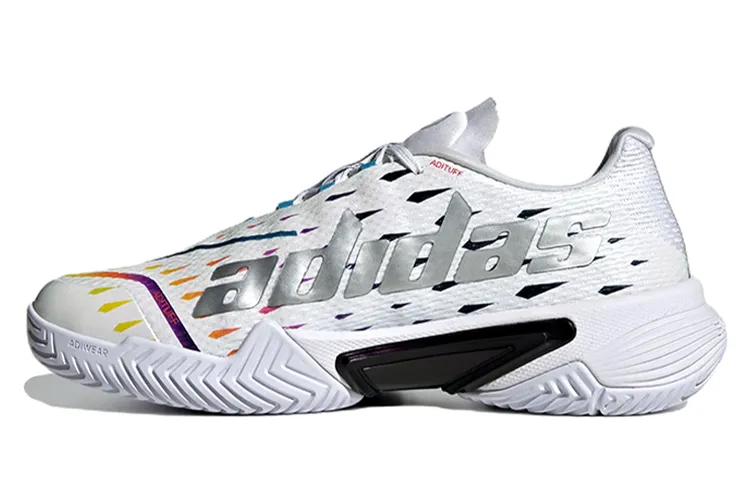Adidas Barricade Cloud White Silver Metallic Bright Cyan Women's