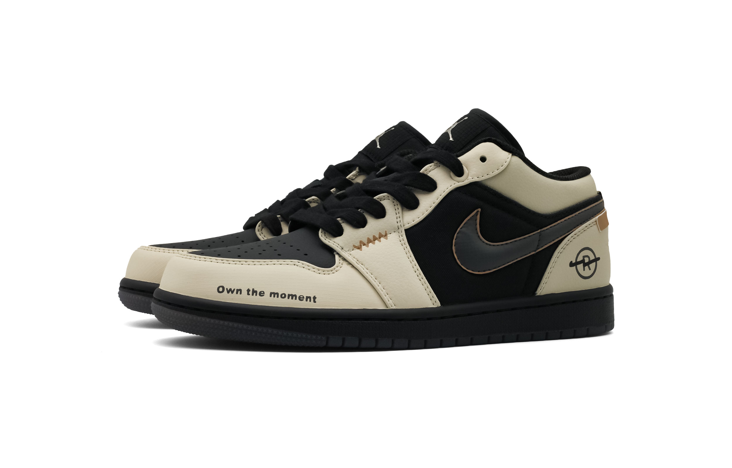 Jordan Air Jordan 1 Abrasion Resistant Abrasion Resistant Low top Vintage Basketball Shoes Unisex Black Brown