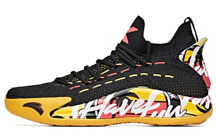 Anta KT5 KT Pu Cushioning Slip Resistant Abrasion Resistant Low top Performance Basketball Shoes Men’s Black Yellow