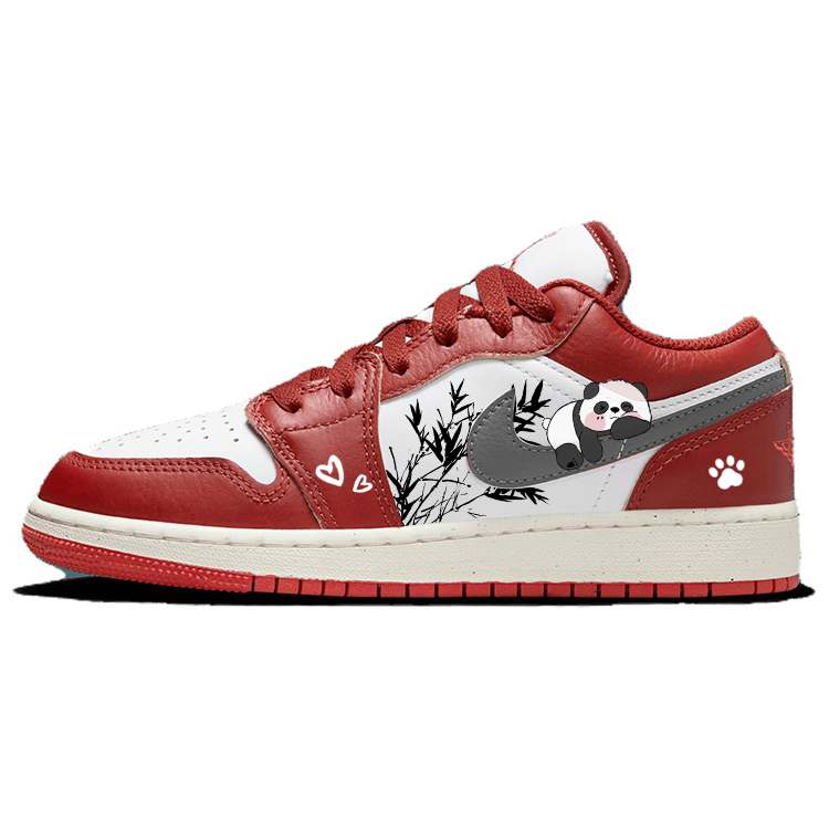 Jordan Air Jordan 1 Abrasion Resistant Slip Resistant Low top Vintage Basketball Shoes Men’s Red White