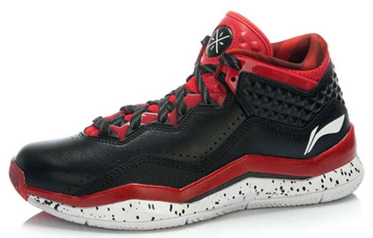 Li Ning WOW 3 Lightweight Anti Slip Mid top Basketball Shoes Men’s Black Red White