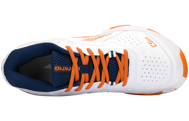 Li Ning Slip Resistant, Abrasion Resistant, Breathable, Lightweight Low top Badminton Shoes Unisex White Ice Orange