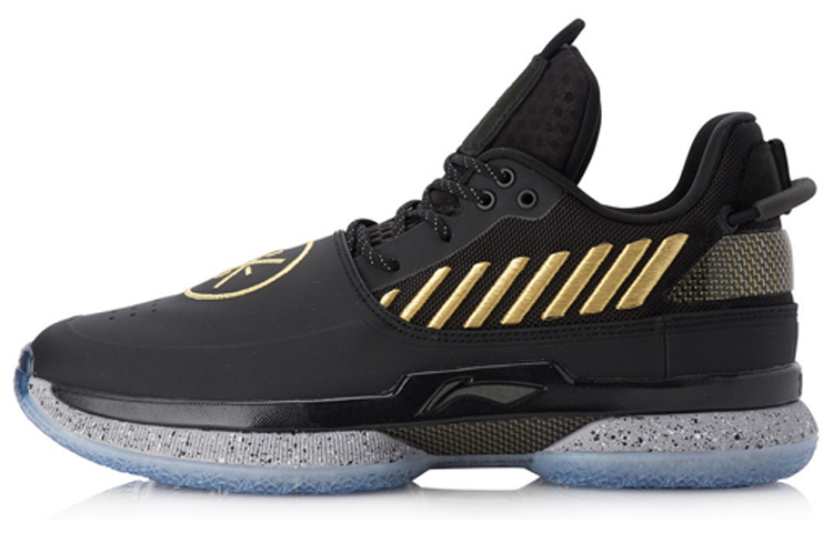 Li Ning WOW 7 Slip Resistant Abrasion Resistant Low top Basketball Shoes Men’s Black Gold