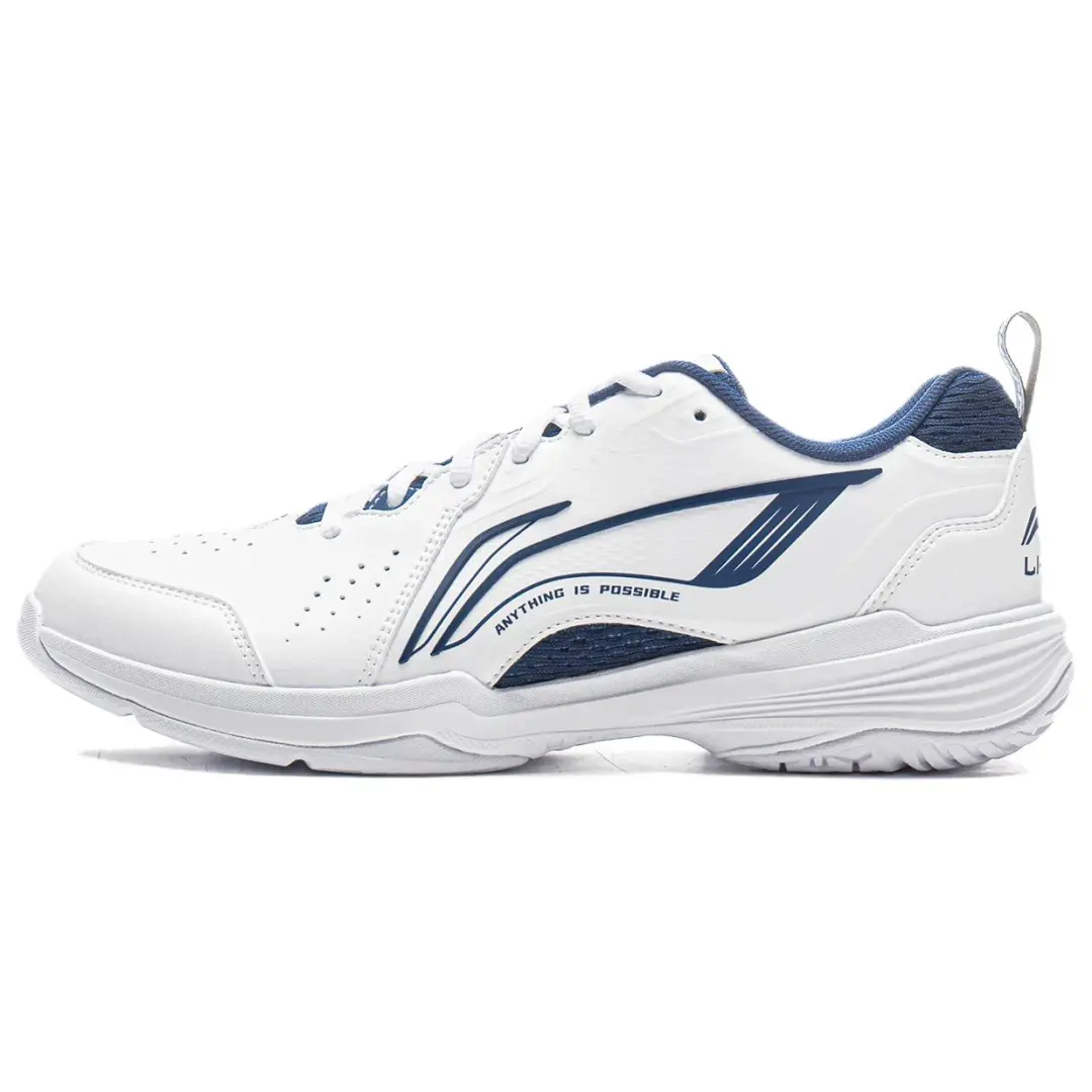 Li Ning Flying Eagle Breathable And Lightweight Low top Badminton Shoes Unisex Standard White Navy Blue