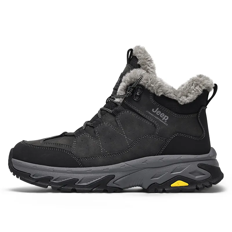 Jeep Cow Split Leather Short Mid Calf Snow Boots Men's