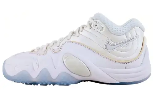 Nike Zoom Uptempo V Premium Comfortable Cushioning Abrasion Resistant Mid top Basketball Shoes Men's White