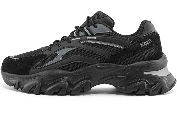 Kappa Textile, Synthetic Leather Cushioning Slip Resistant Abrasion Resistant Low top Chunky Sneakers Unisex Black