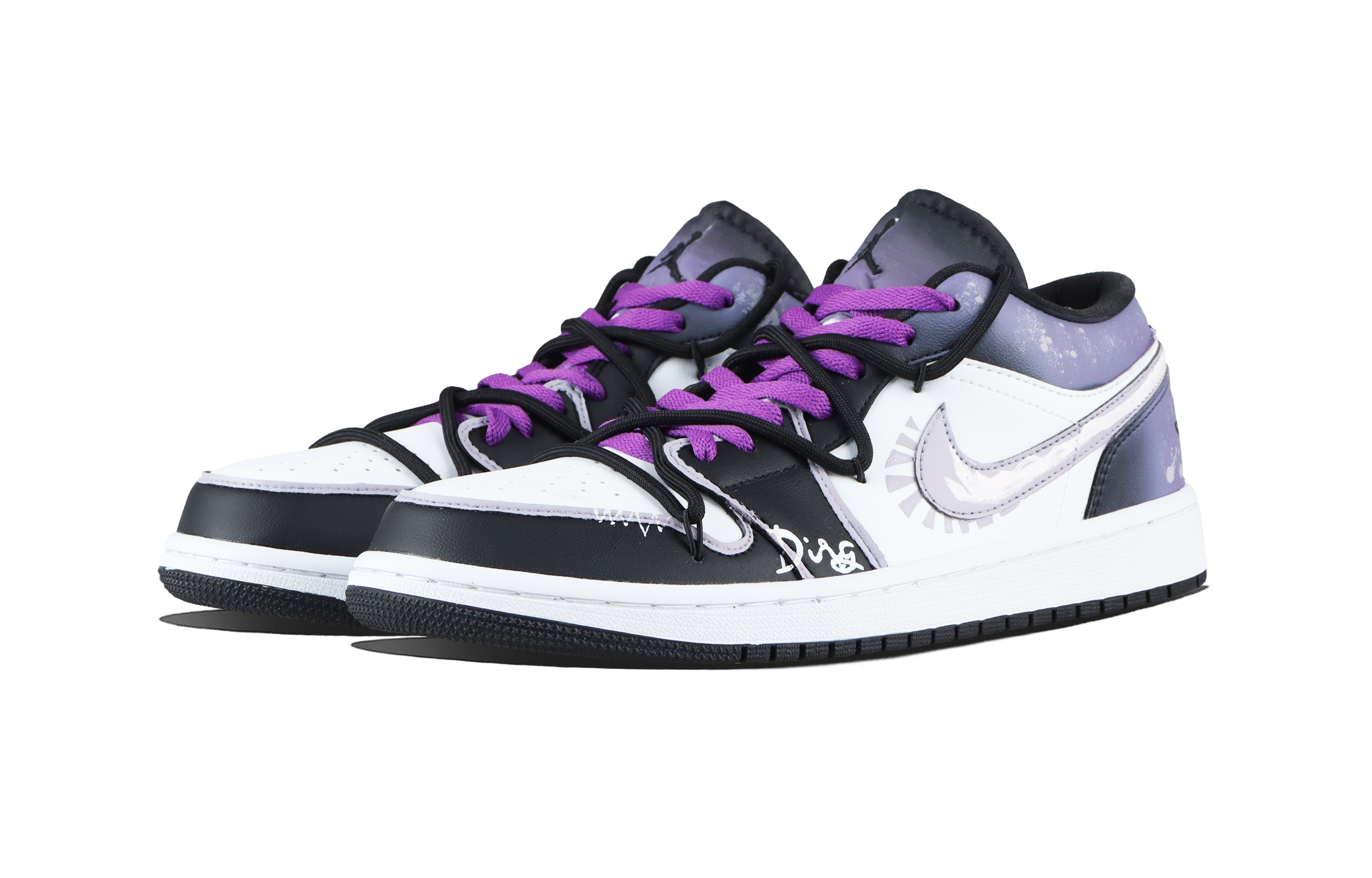 Jordan Air Jordan 1 Particle Nebula Low top Vintage Basketball Shoes Unisex Black Gray