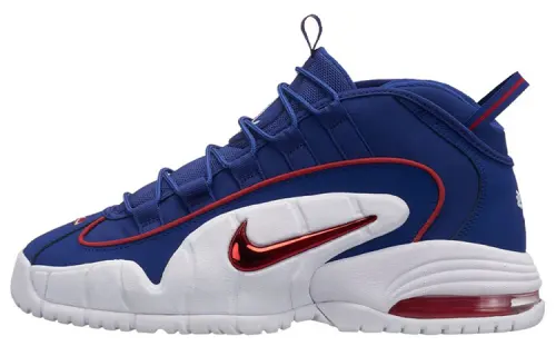 Nike Air Max Penny USA Air Cushion Middle Top Retro Basketball Shoes Men and Women Blue and White