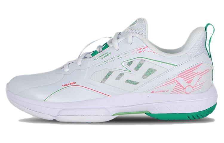 VICTOR Comfortable Slip Resistant Abrasion Resistant Low top Badminton Shoes Unisex White Green