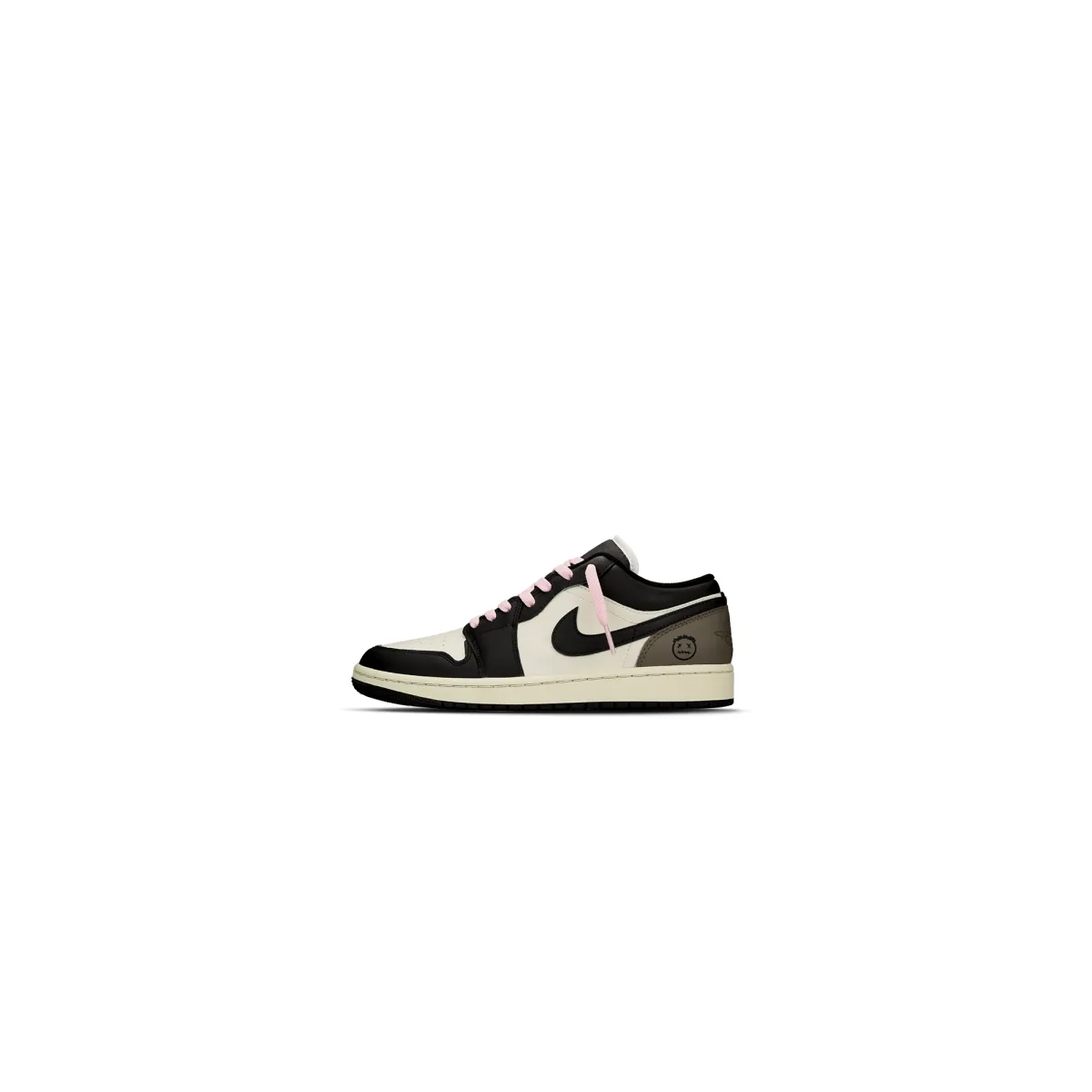 Jordan Air Jordan 1 Slip Resistant Abrasion Resistant Low top Vintage Basketball Shoes Women's Black White Brown