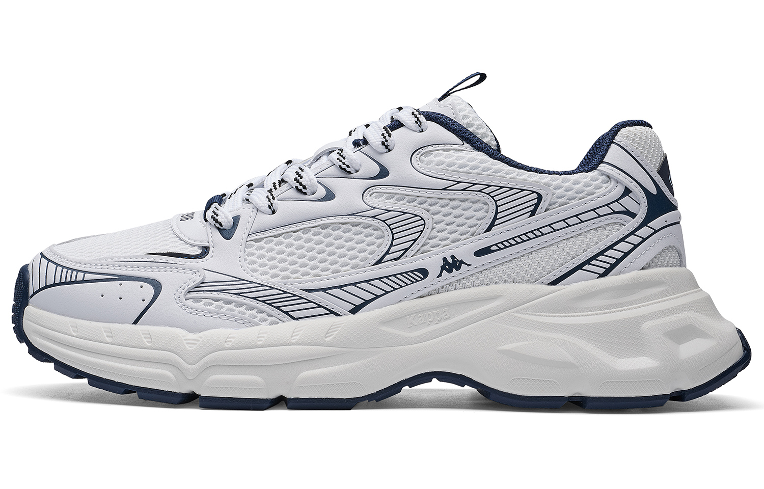 Kappa Kappa hydrogen rail back-to-back trendy and comfortable temperament versatile casual sports non-slip wear-resistant low-top dad shoes same style for men and women white lapis lazuli