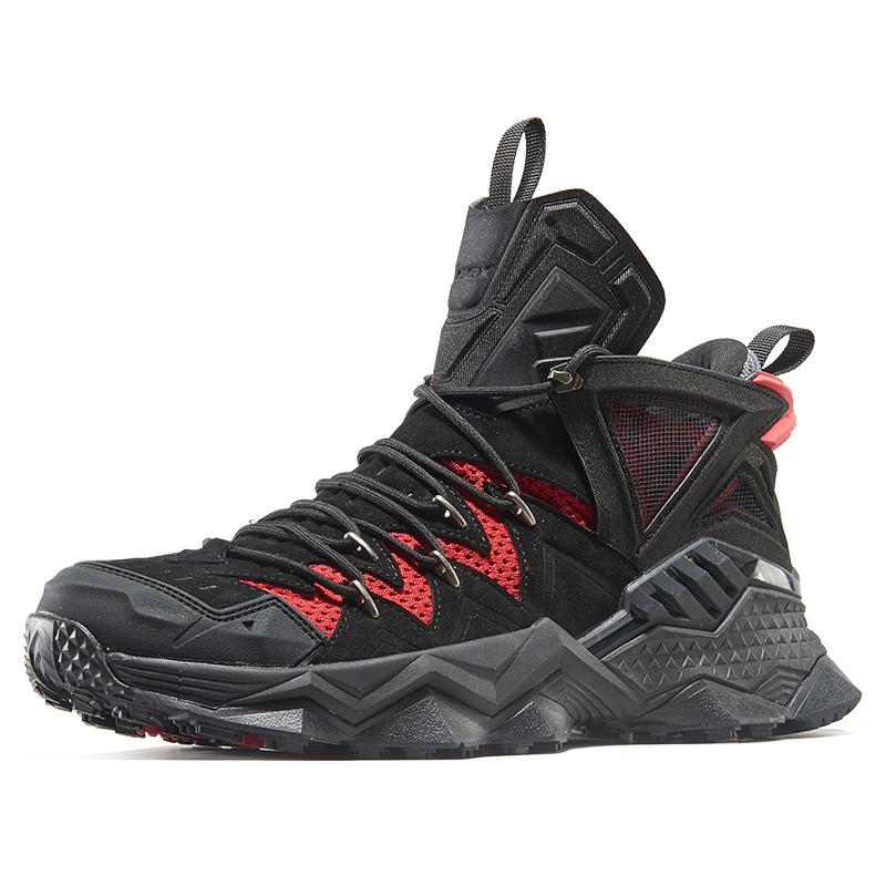 RAX Slip Resistant, Breathable, Lightweight Mid top Outdoor Shoes Men’s Black Red