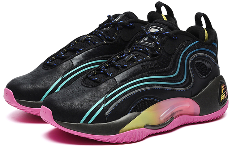 FILA FUSION BALLER Textile, Synthetic Leather Low top Vintage Basketball Shoes Men’s Black Purple