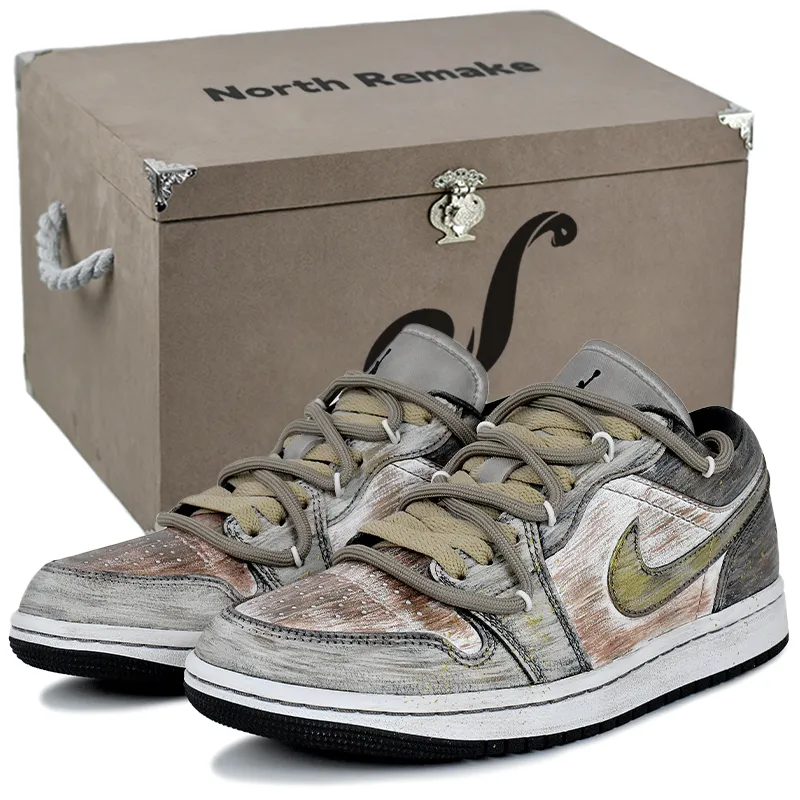 Jordan Air Jordan 1 Abrasion Resistant Low top Vintage Basketball Shoes Women's Brown Yellow