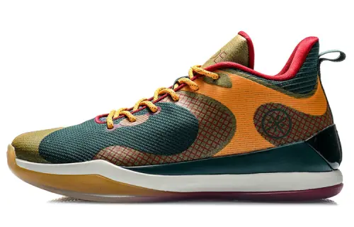 Li Ning Rebound Cushioning Lightweight Slip Resistant Low top Basketball Shoes Men's Citrus Orange Yellow