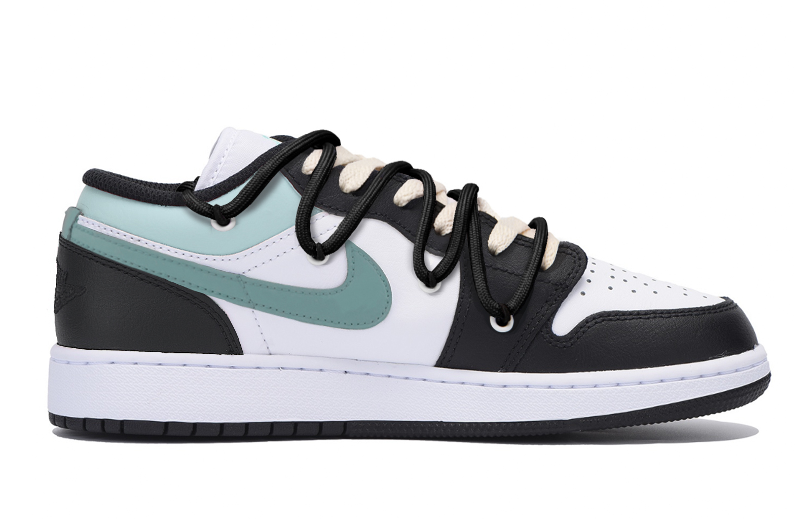 Jordan Air Jordan 1 Abrasion Resistant Low top Vintage Basketball Shoes Men’s Black White Green
