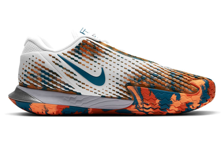 Кроссовки Nike Air Zoom Vapor Cage 4 HC (белый / серебристый / оранжевый) — фото 2