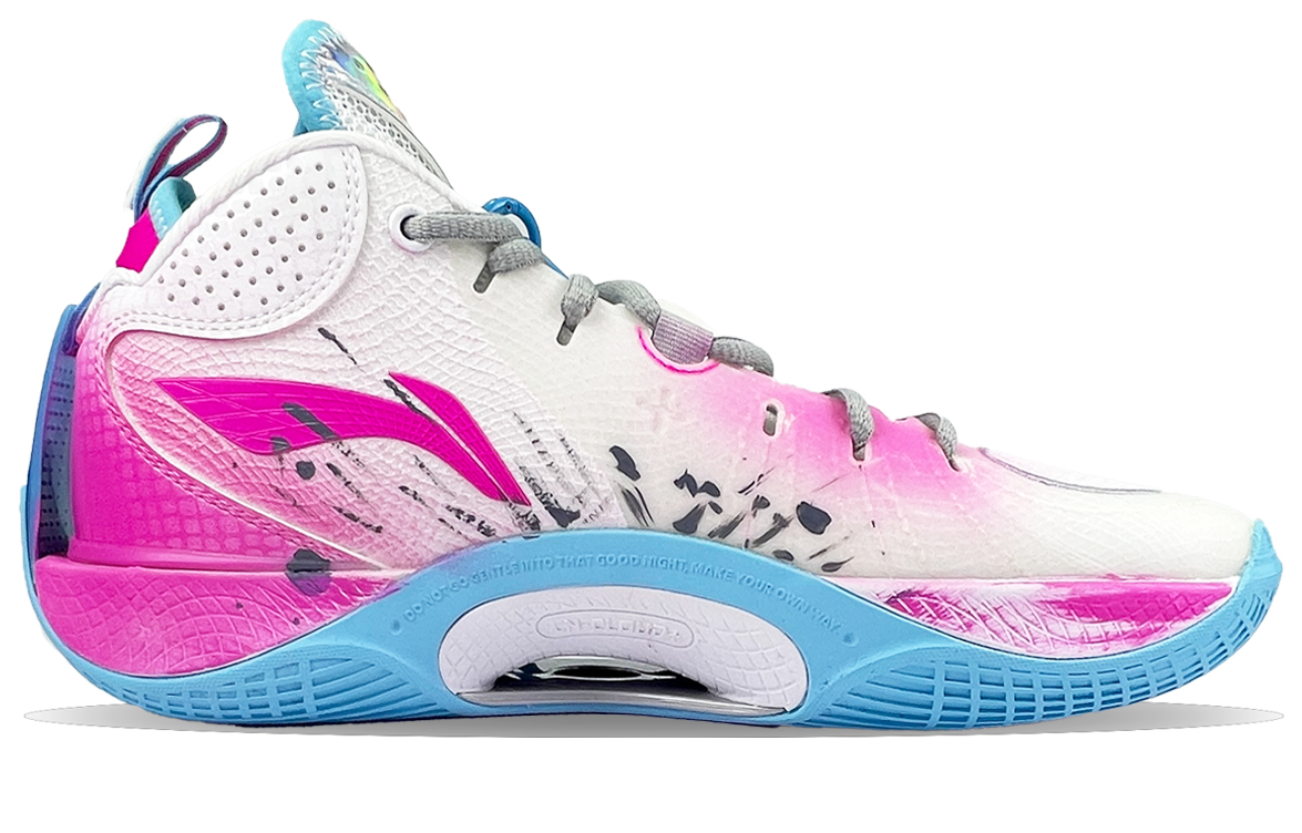Li Ning Cushioning Breathable Rebound Mid top Basketball Shoes Men’s White Blue Purple