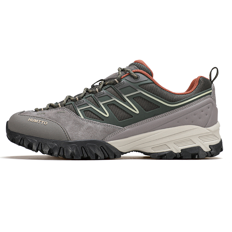 HUMTTO Cushioning Slip Resistant Lightweight Low top Mountaineering Shoes Men’s Tea Gray Army Green