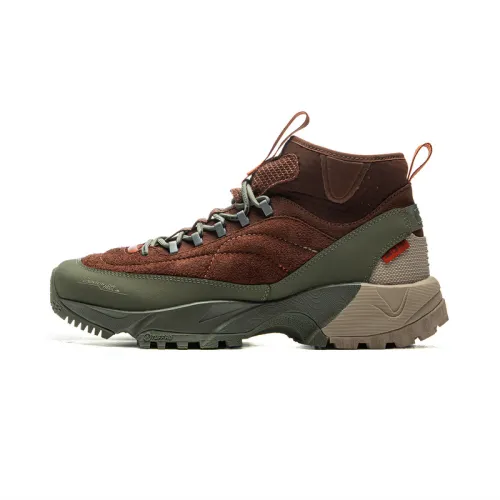 Li Ning Outdoor CF Tracing, Wild Xingshan Slip Resistant Abrasion Resistant High top Hiking Shoes Unisex Umber Green