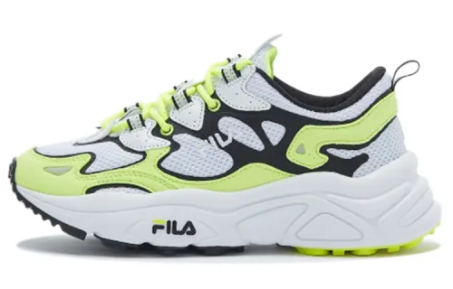 FILA Textile, Synthetic Leather Cushioning Abrasion Resistant Low top Chunky Sneakers Unisex White Yellow Black