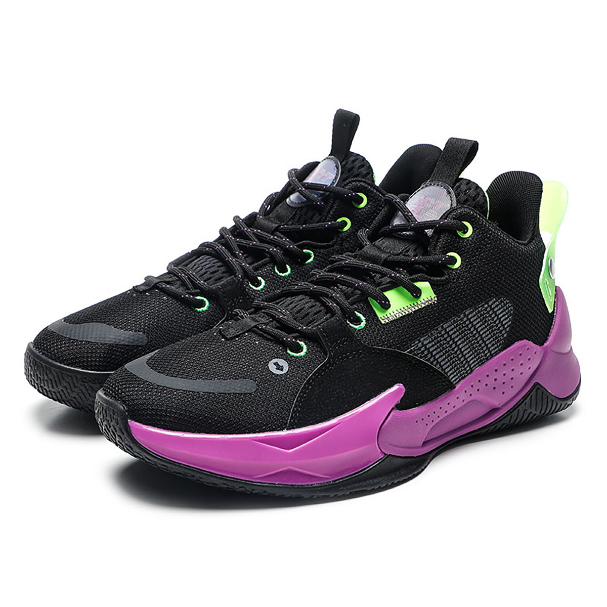 QIAODAN Shui Rebound Technology Cushioning, Wear Resistant Mid top Basketball Shoes Men’s Black Purple