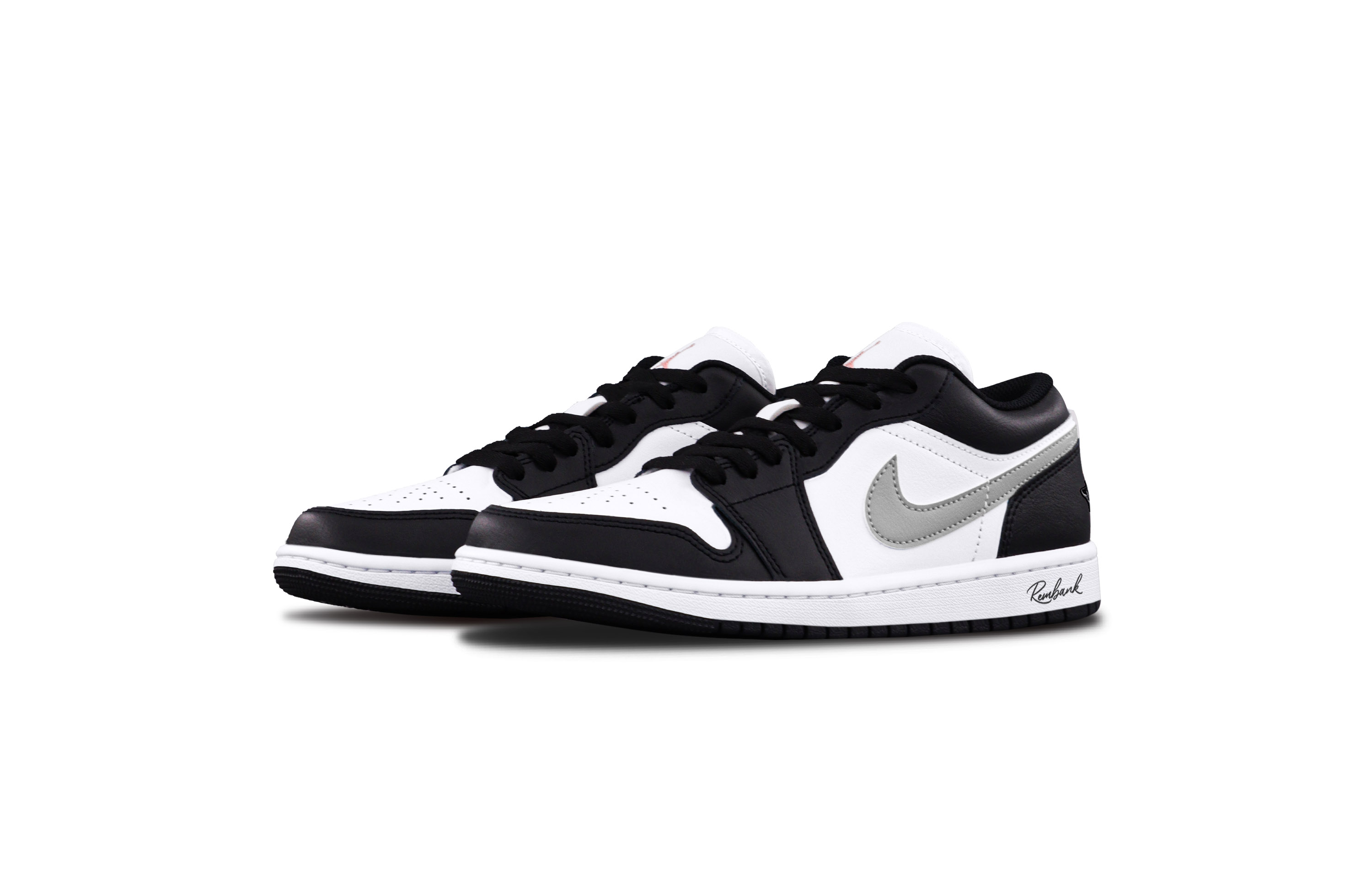 Jordan Air Jordan 1 Black Gray Player Low top Vintage Basketball Shoes Unisex Gray