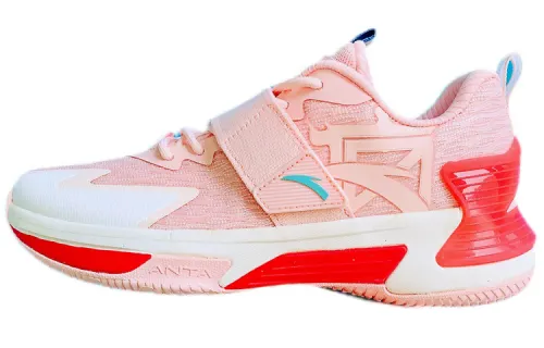 Anta Hengsao3 Cushioning Slip Resistant Abrasion Resistant Low top Basketball Shoes Men's White Pink