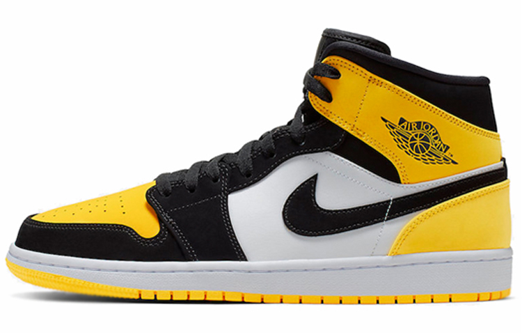 Jordan Air Jordan 1 Mid Se Yellow Toe Pikachu versatile and comfortable mid-top retro basketball shoes men's black yellow white