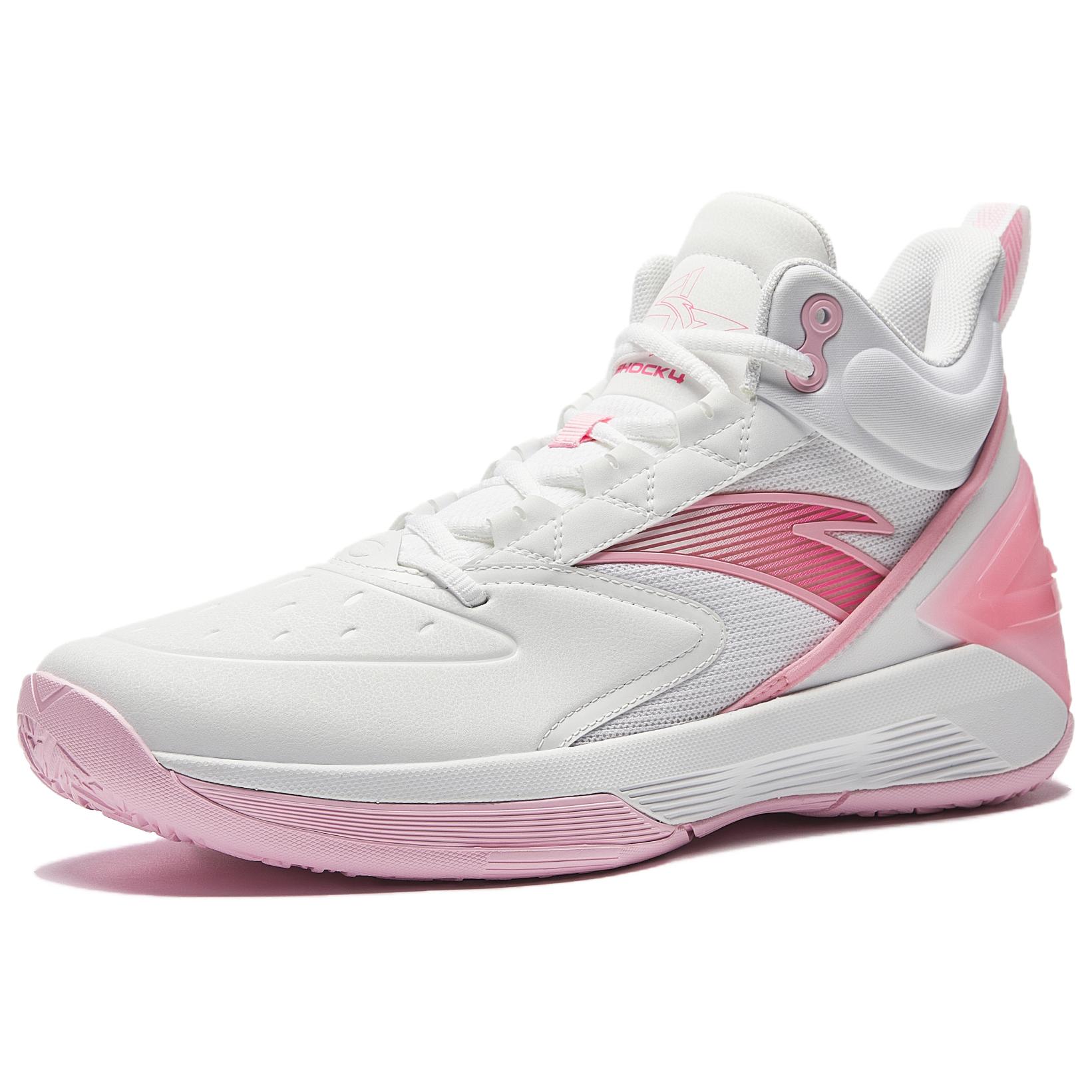 Anta Attack BM Slip Resistant Abrasion Resistant Grip High top Basketball Shoes Men’s White Pink