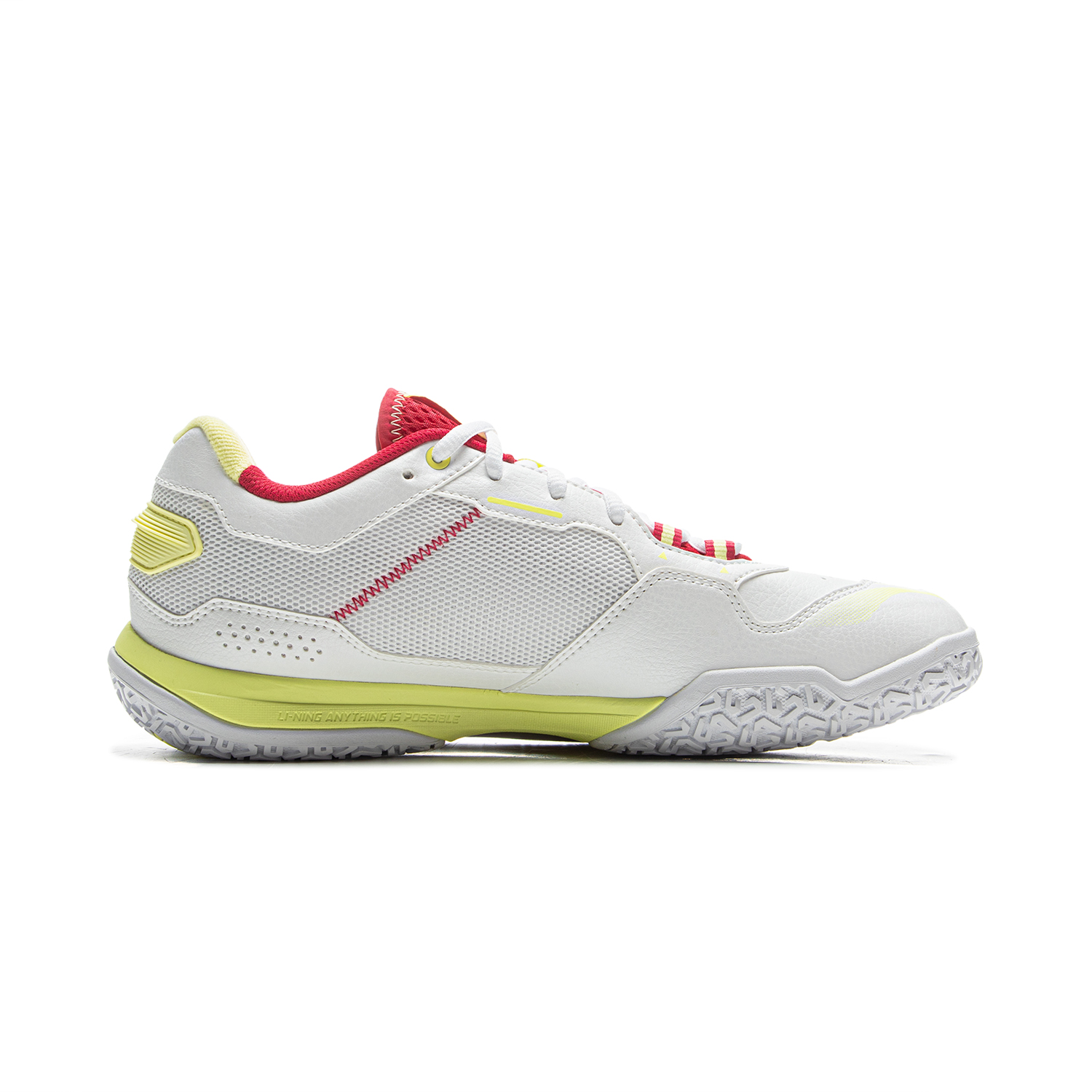Li Ning Cushioning Slip Resistant Abrasion Resistant Low top Badminton Shoes Unisex Gray Red